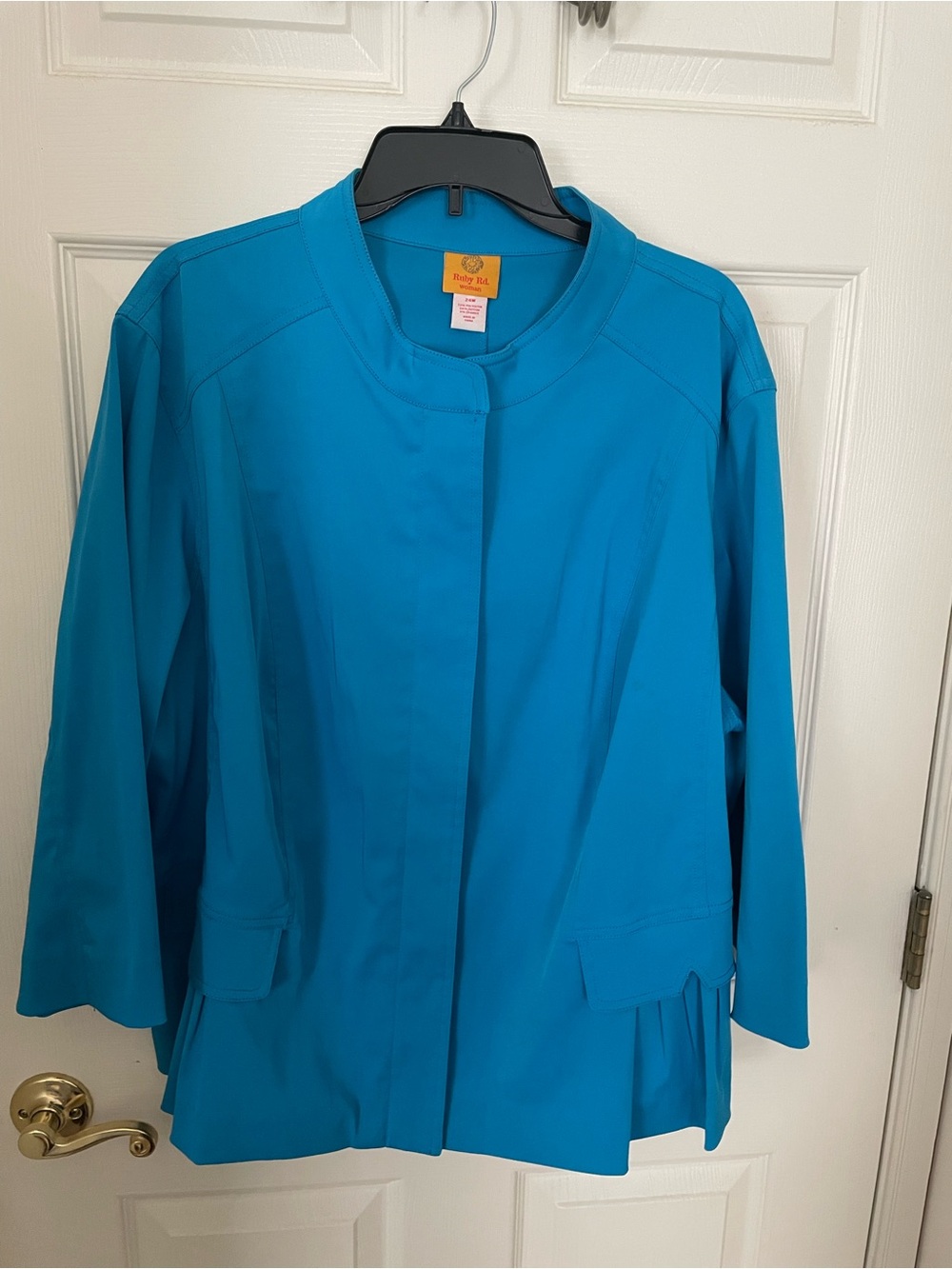 Ruby Rd. Bright Teal Collarless Blazer